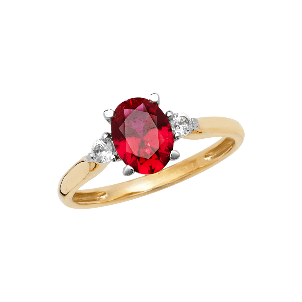 9ct Gold Cubic Zirconia & Oval Ruby Dress Ring Daniel Gleeson Jewellers, Gleeson Jeweller, Gleeson jewellers, Daniel Gleeson Jewellery, Gleesons Jewellers, GleesonJewellery.com, jewellers Cork