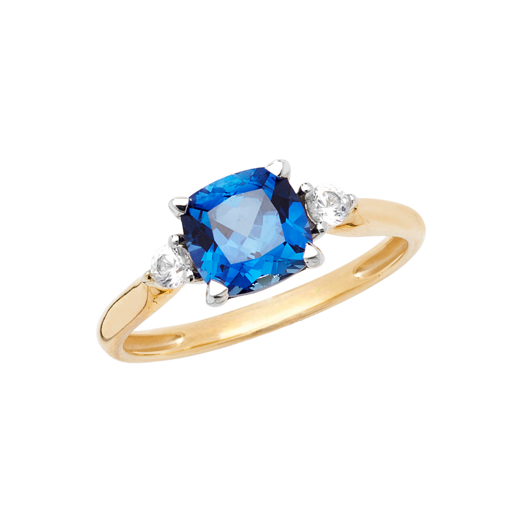 9ct Gold Cubic Zirconia & Sapphire Dress Ring Gleeson Jewellery, Daniel Gleeson Jewellers