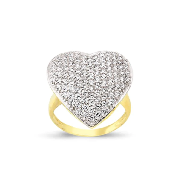 9ct Gold Cubic Zirconia Large Heart Dress Ring Gleeson Jewellery, Daniel Gleeson Jewellers