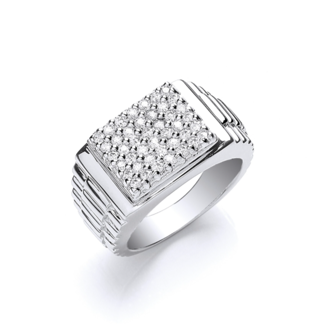 Sterling Silver Mens Large Cubic Zirconia Ring – Daniel Gleeson