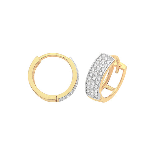 9ct Gold Cubic Zirconia Hinged Huggie Earrings Gleeson Jewellery, Daniel Gleeson Jewellers