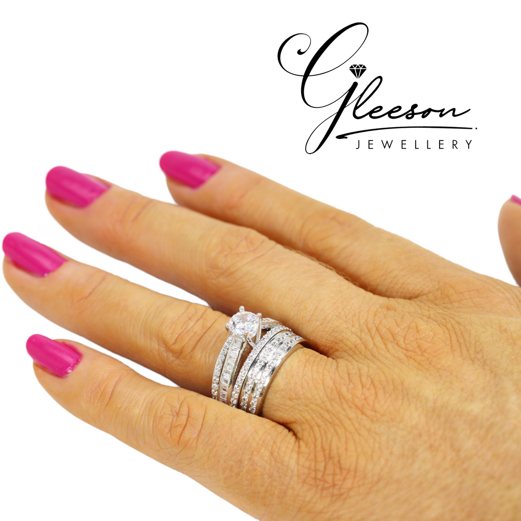 9ct White Gold Cubic Zirconia Ring Set Gleeson Jewellery, Daniel Gleeson Jewellers Cork, Gleesons Jewellers