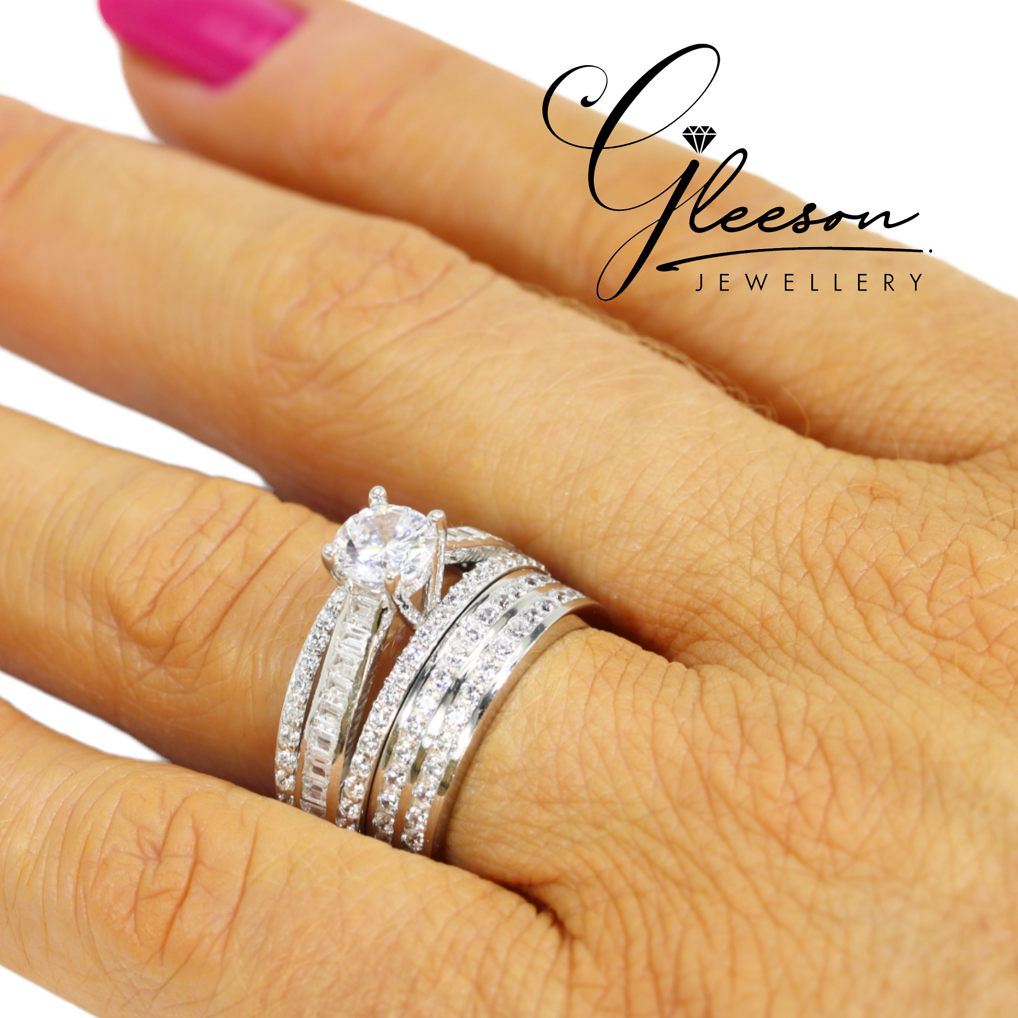 9ct White Gold Cubic Zirconia Ring Set Daniel Gleeson Jewellers
