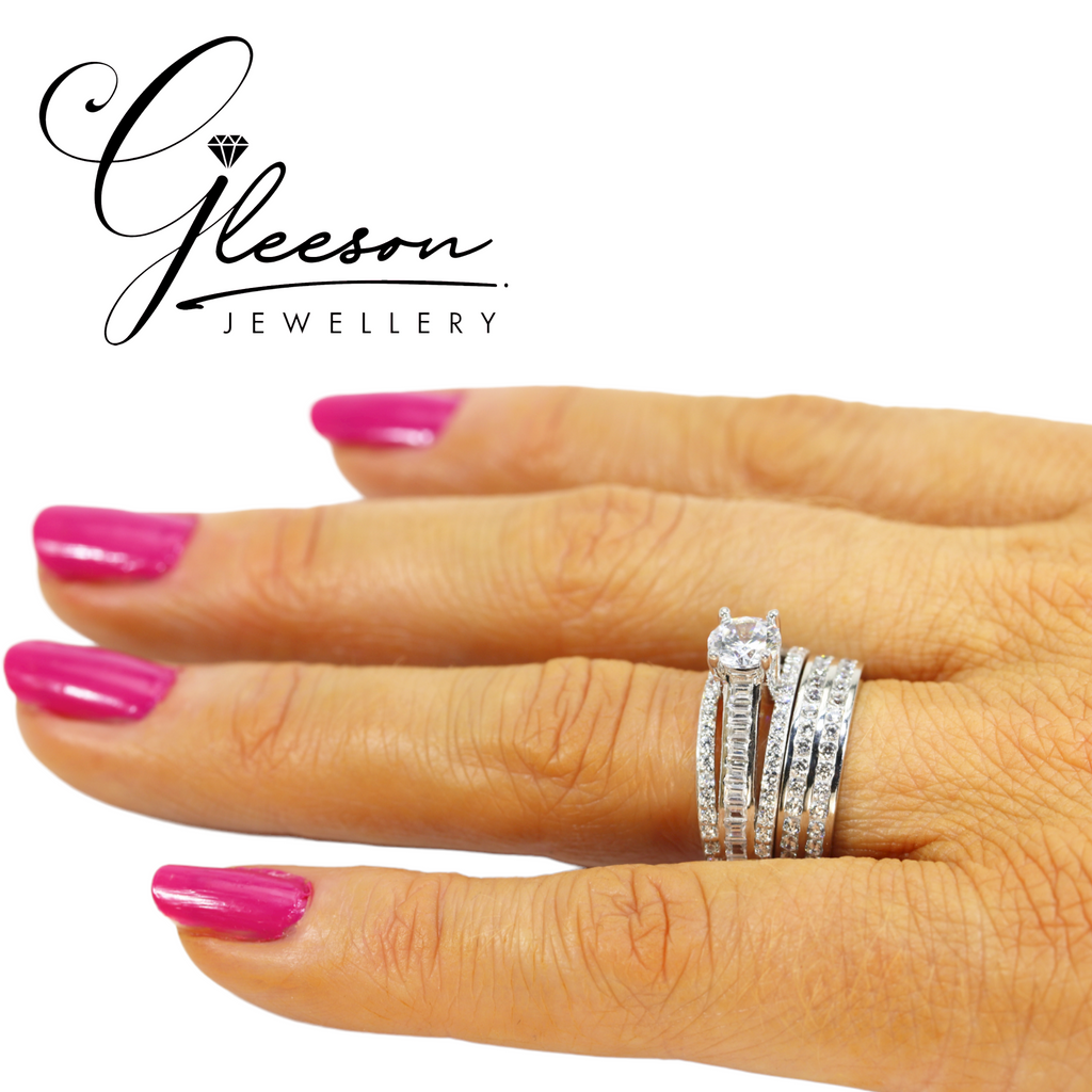 9ct White Gold Cubic Zirconia Ring Set Gleeson Jewellery, Daniel Gleeson Jewellers Cork, Gleesons Jewellers