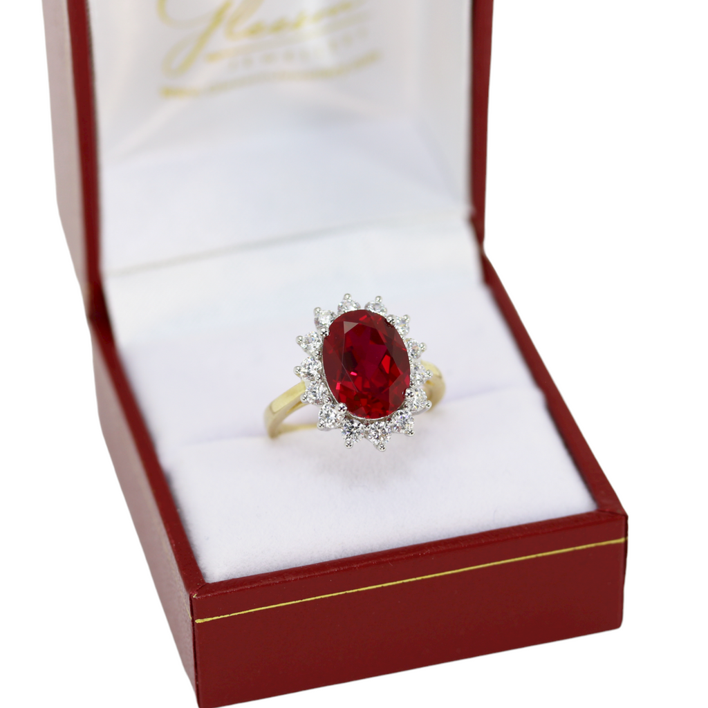 9ct Gold Large Ruby and Cubic Zirconia Dress Ring Daniel Gleeson Jewellers, Gleeson Jewellers, Gleesons Jewellers