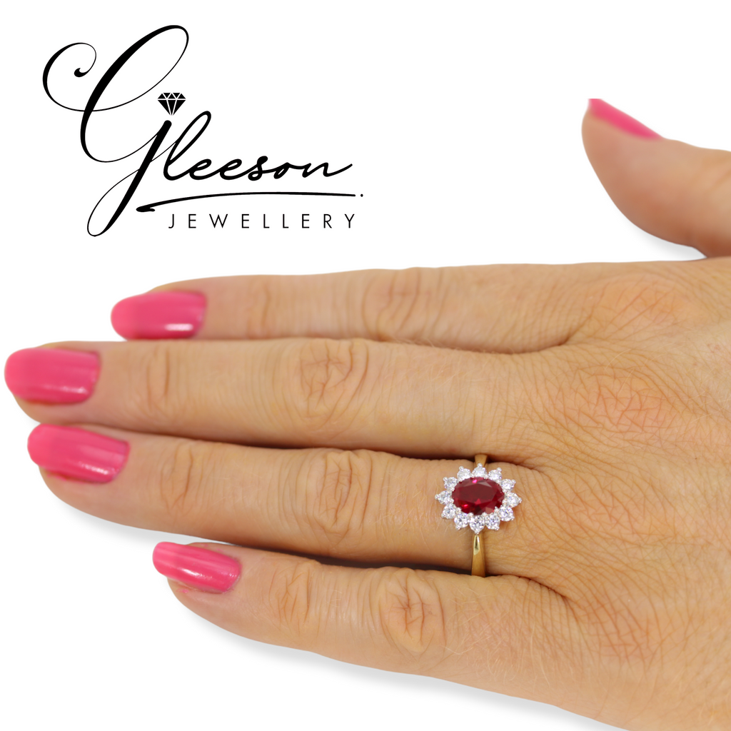 9ct Gold Ruby & Cubic Zirconia Dress Ring Gleeson Jewellery, Daniel Gleeson Jewellers Cork, Gleesons Jewellers