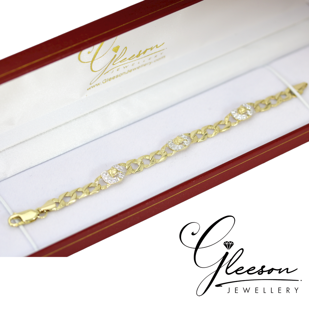 9ct Gold Cubic Zirconia Horse Shoe Baby / Childrens Bracelet and Ring Set Gleeson Jewellers, Daniel Gleeson Jewellery, Daniel Gleesons Jewellers Cork