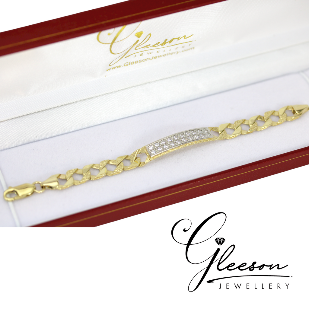 9ct Gold Cubic Zirconia Baby/Kids ID Bracelet Gleeson Jewellery, Daniel Gleeson Jewellers