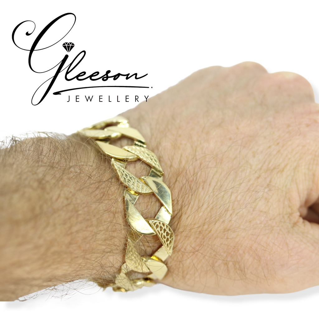 9ct Gold Mens Curb Chaps Bracelet gleeson jewellery