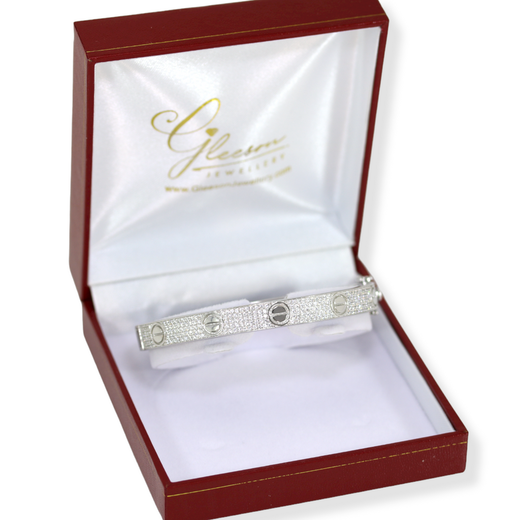 Sterling Silver Cubic Zirconia Heavy Ladies Bangle Gleeson Jewellery, Daniel Gleeson Jewellers Cork, Gleesons Jewellers