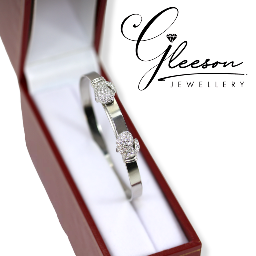 Sterling Silver Cubic Zirconia Expanding Double Boxing Glove Baby Bangle Gleeson Jewellery, Daniel Gleeson Jewellers Cork, Gleesons Jewellers