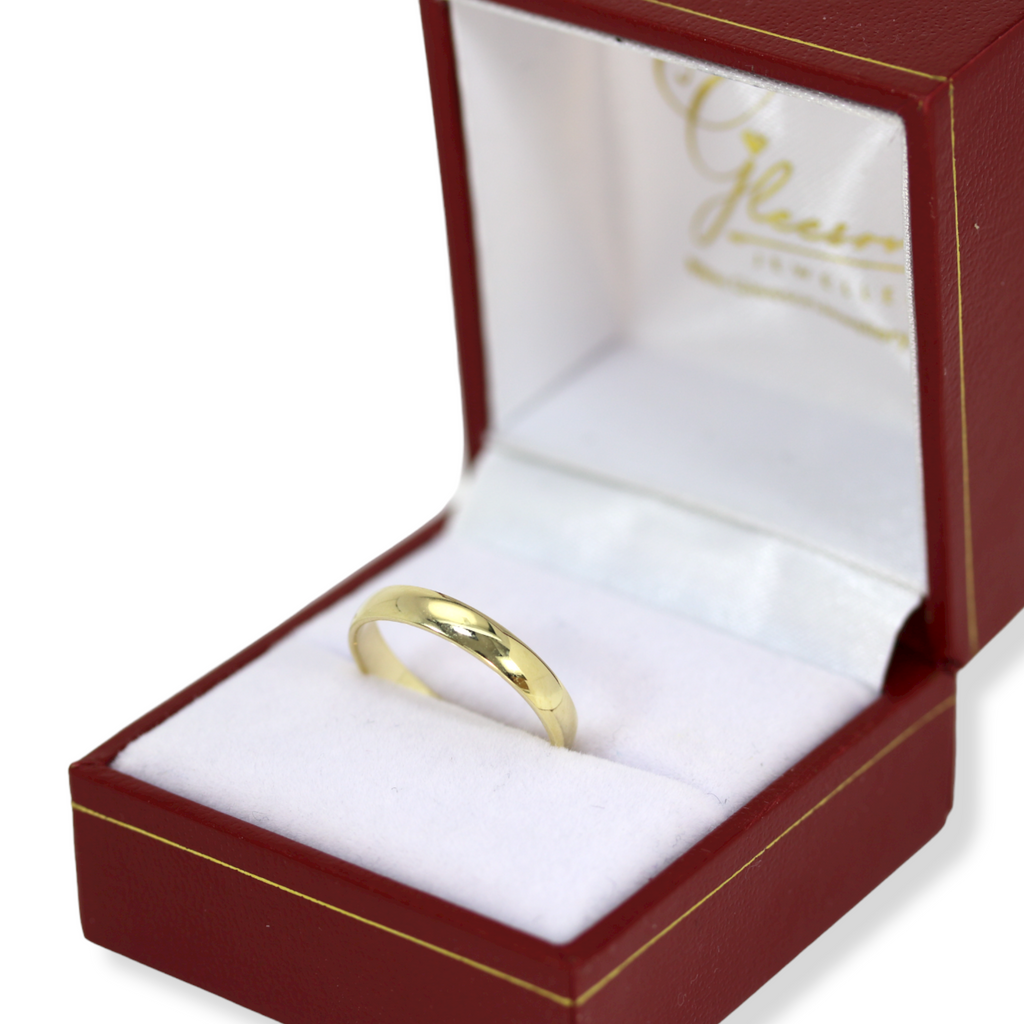 9ct Gold Court Shaped Plain Wedding Ring - 3mm Gleeson Jewellers, Daniel Gleeson Jewellery, Gleeson Jeweller, Gleesons Jewellers