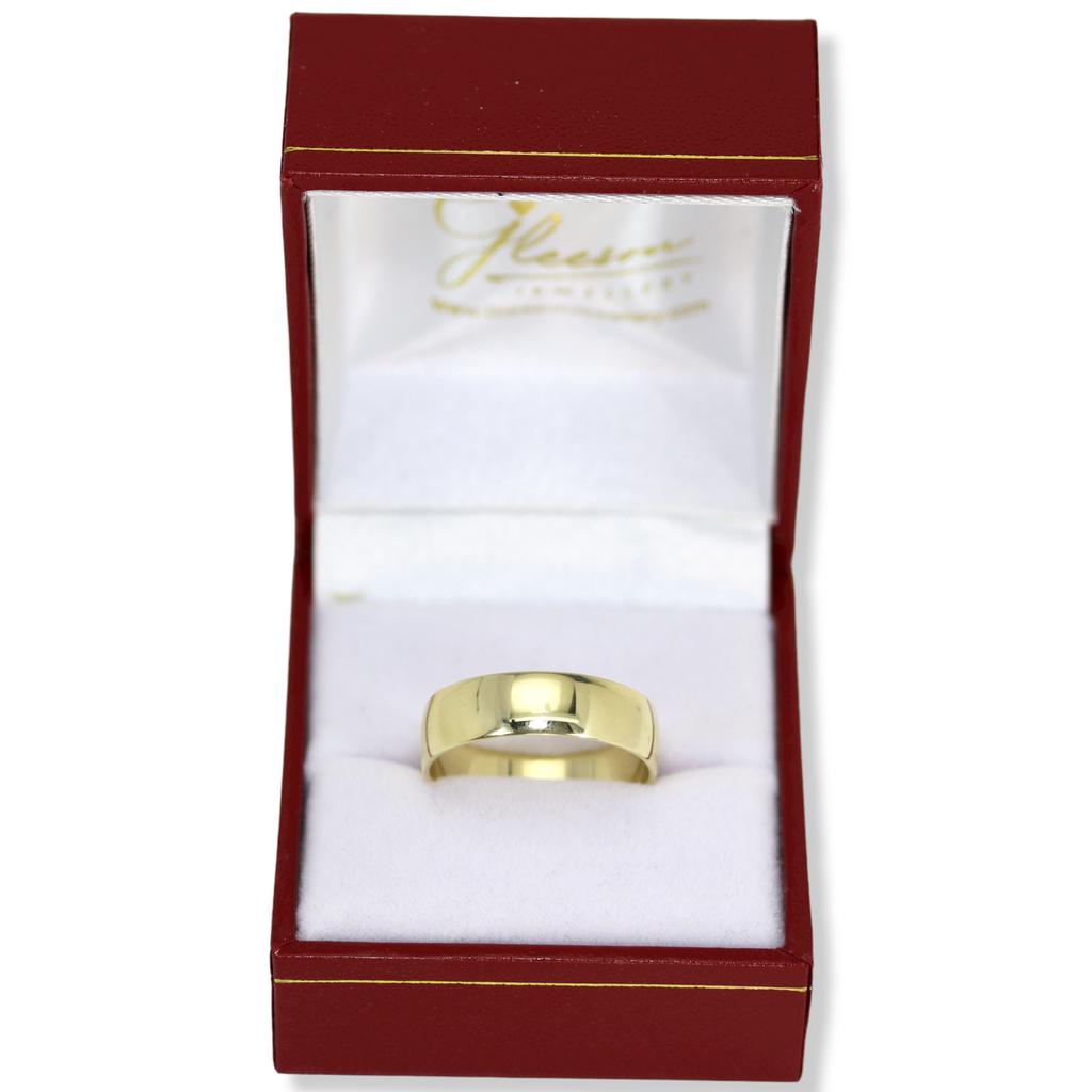 9ct Gold Court Shaped Plain Wedding Ring - 6mm Gleeson Jewellers, Daniel Gleeson Jewellery, Gleeson Jeweller, Gleesons Jewellers