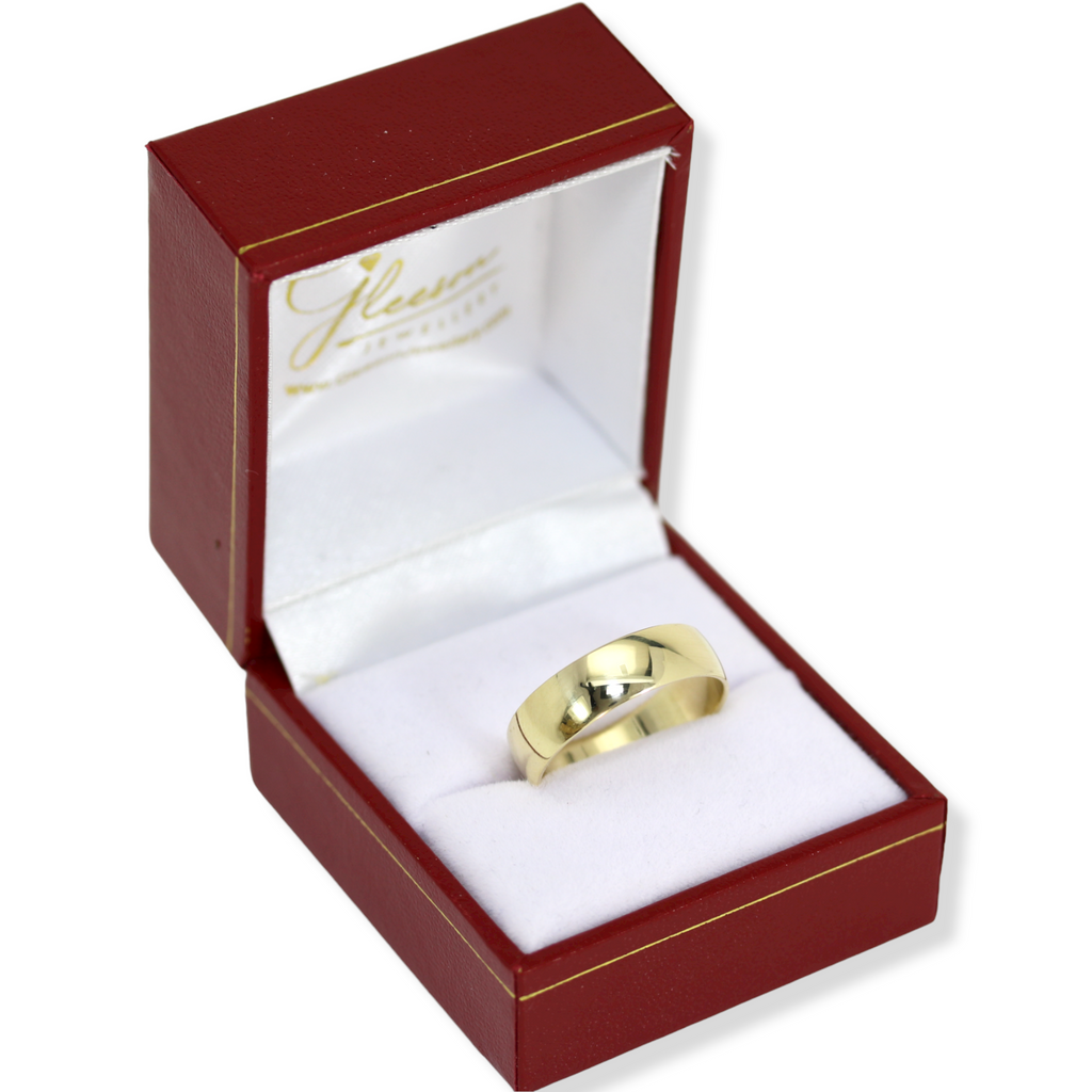 9ct Gold Court Shaped Plain Wedding Ring - 6mm Gleeson Jewellers, Daniel Gleeson Jewellery, Gleeson Jeweller, Gleesons Jewellers