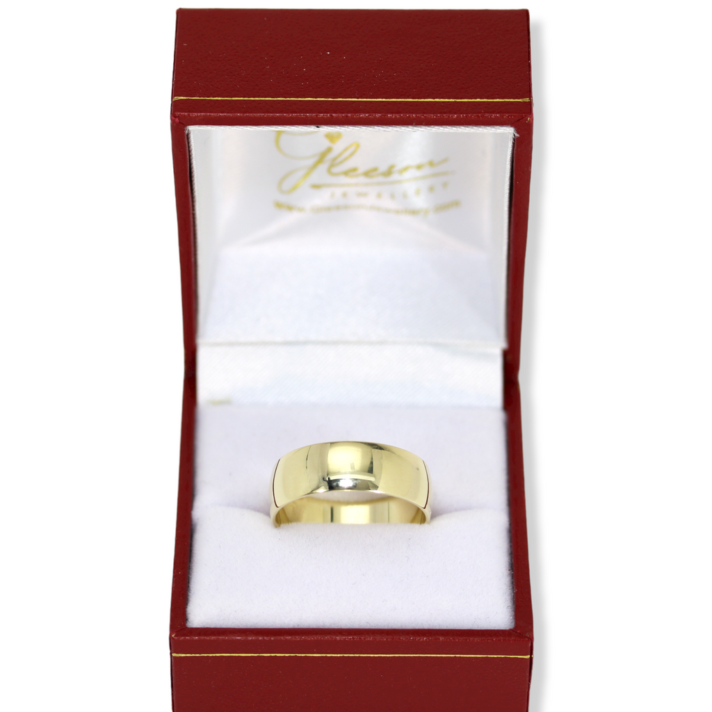 9ct Gold Court Shaped Plain Wedding Ring - 7mm Gleeson Jewellers, Daniel Gleeson Jewellery, Gleeson Jeweller, Gleesons Jewellers