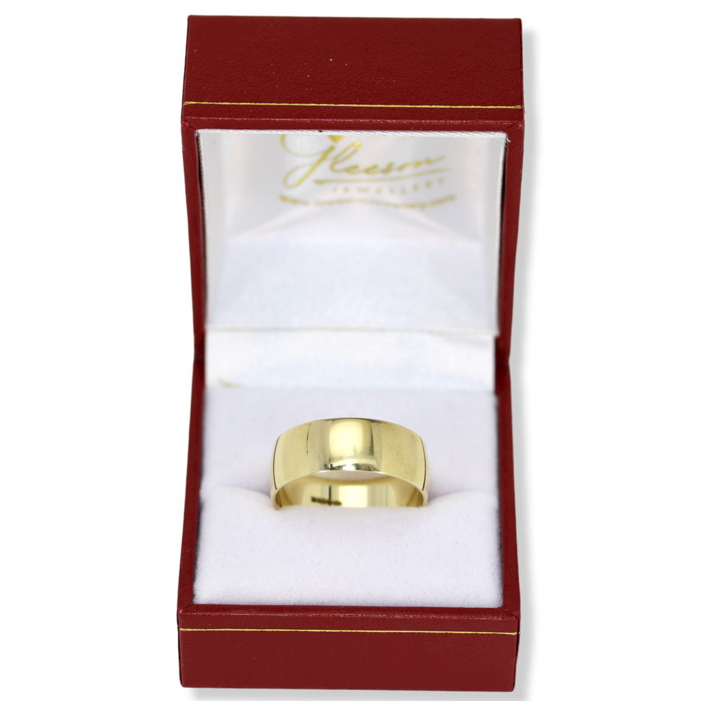 9ct Gold Court Shaped Plain Wedding Ring - 8mm Gleeson Jewellers, Daniel Gleeson Jewellery, Gleeson Jeweller, Gleesons Jewellers