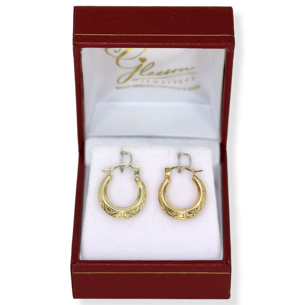 9ct Gold Petite Creole Hoop Earrings Gleeson Jewellery, Daniel Gleeson Jewellers Cork, Gleesons Jewellers