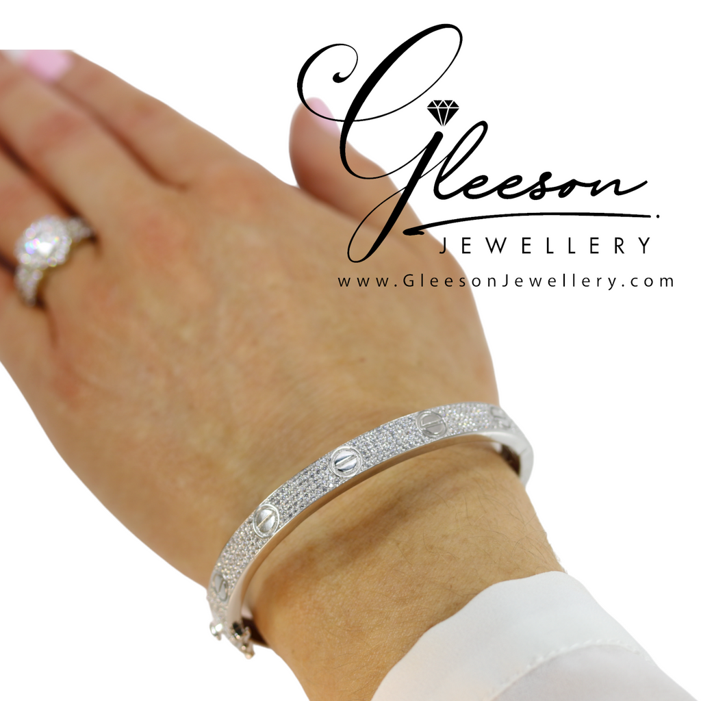 Sterling Silver Cubic Zirconia Heavy Ladies Bangle Gleeson Jewellery, Daniel Gleeson Jewellers Cork, Gleesons Jewellers