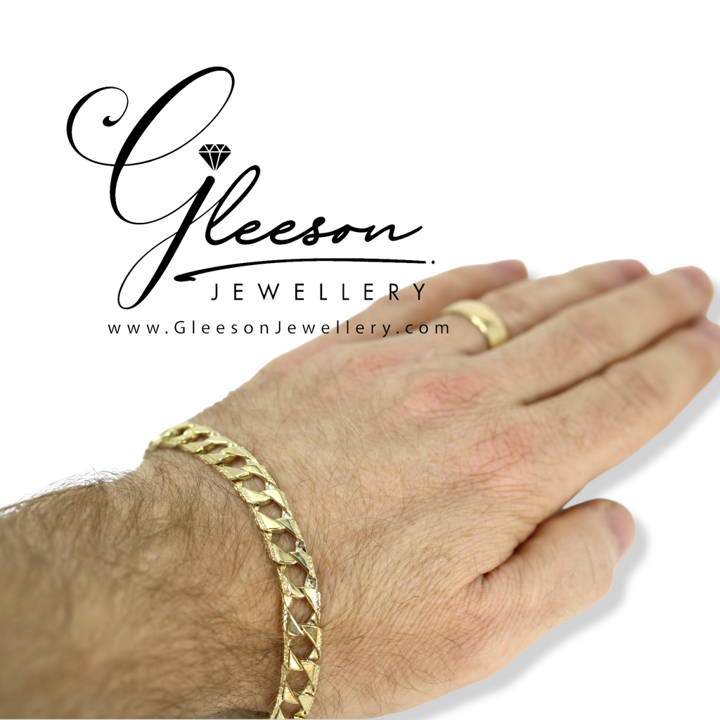 9ct Gold Mens Curb Chaps Bracelet gleeson jewellery