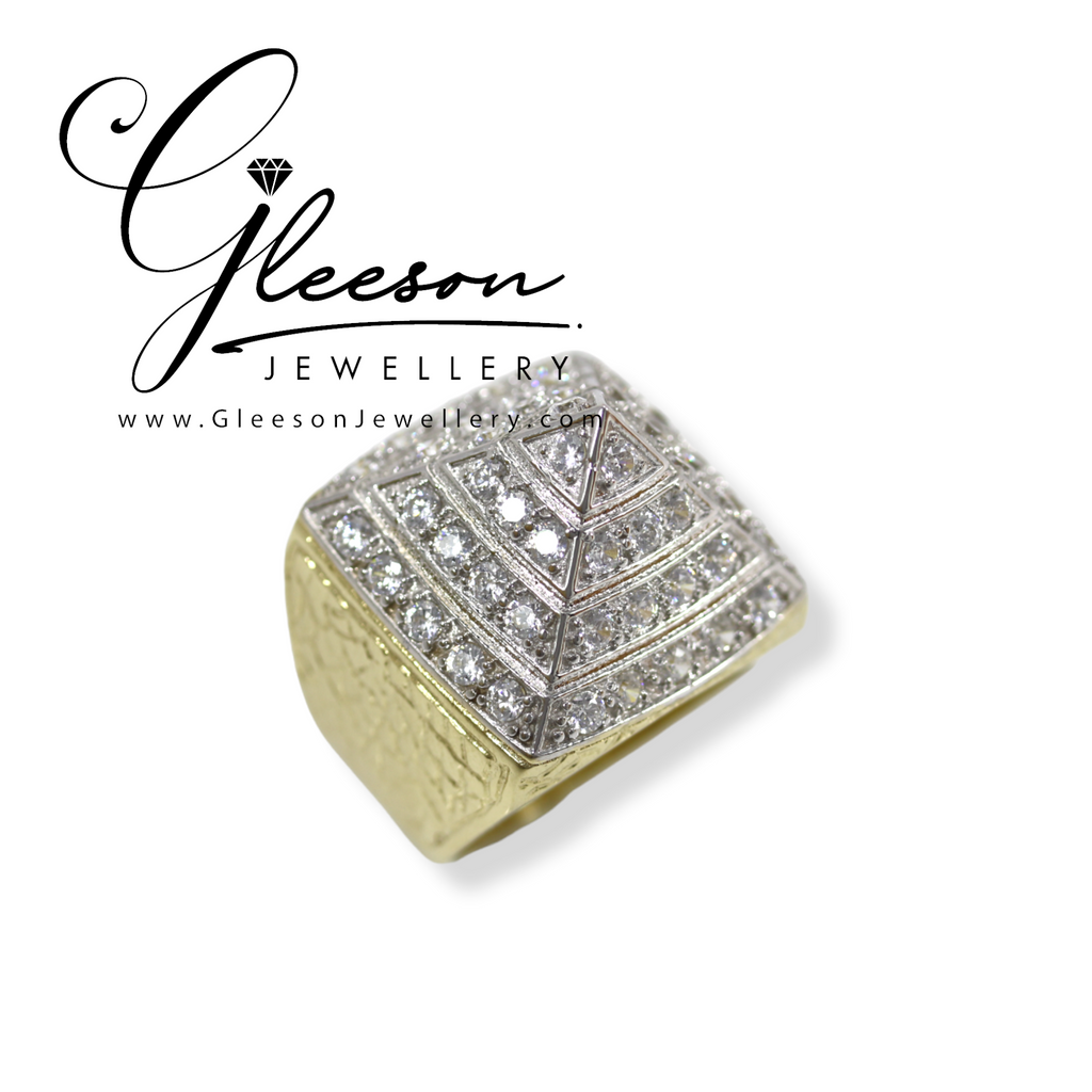 9ct Gold Mens Cubic Zirconia Pyramid Ring Daniel Gleeson Jewellers, Gleeson Jewellers, Gleesons Jewellers