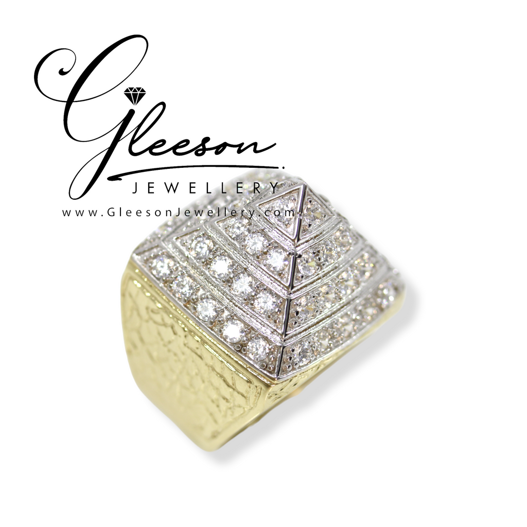 9ct Gold Mens Cubic Zirconia Pyramid Ring Daniel Gleeson Jewellers, Gleeson Jewellers, Gleesons Jewellers