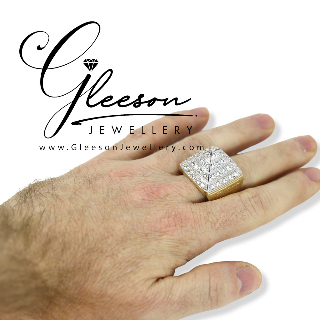 9ct Gold Mens Cubic Zirconia Pyramid Ring Daniel Gleeson Jewellers, Gleeson Jewellers, Gleesons Jewellers