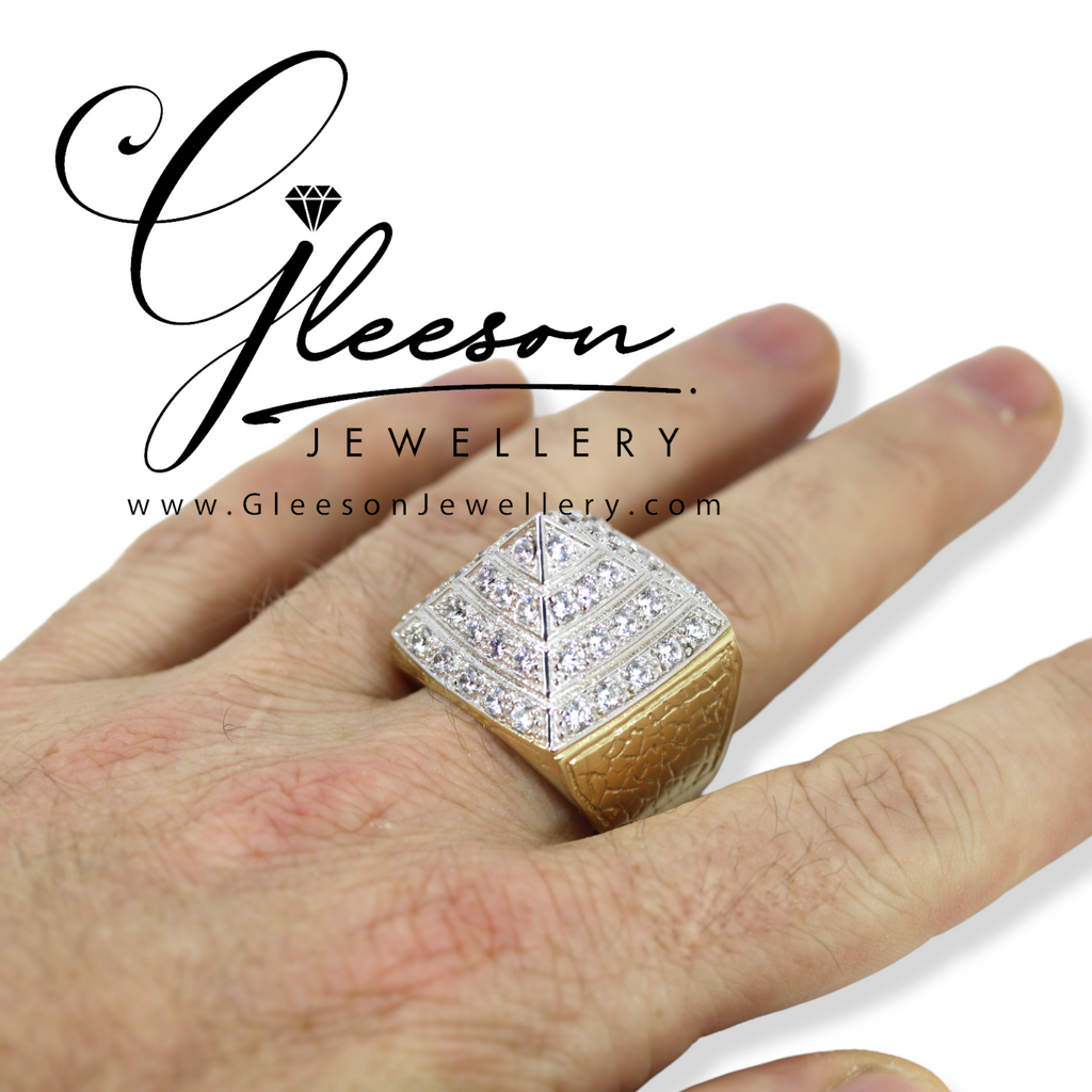 9ct Gold Mens Cubic Zirconia Pyramid Ring Daniel Gleeson Jewellers, Gleeson Jewellers, Gleesons Jewellers