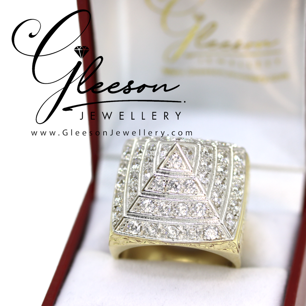 9ct Gold Mens Cubic Zirconia Pyramid Ring Daniel Gleeson Jewellers, Gleeson Jewellers, Gleesons Jewellers