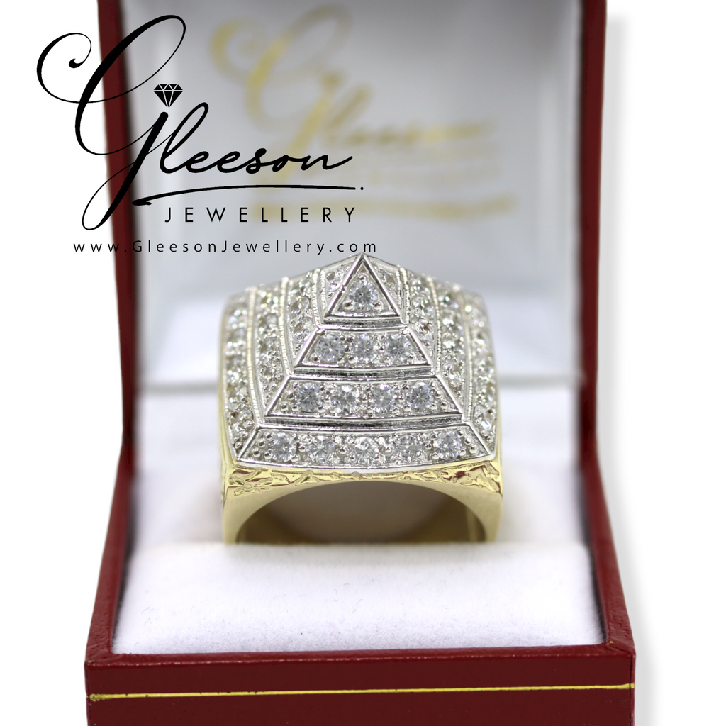 9ct Gold Mens Cubic Zirconia Pyramid Ring Daniel Gleeson Jewellers, Gleeson Jewellers, Gleesons Jewellers