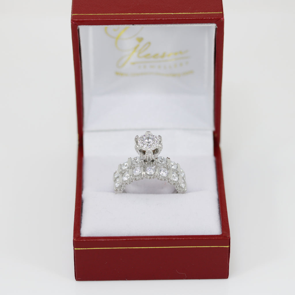 9ct White Gold Cubic Zirconia Ring and Matching Band Set Gleeson Jewellers, Daniel Gleeson Jewellers, Gleesons Jewellers