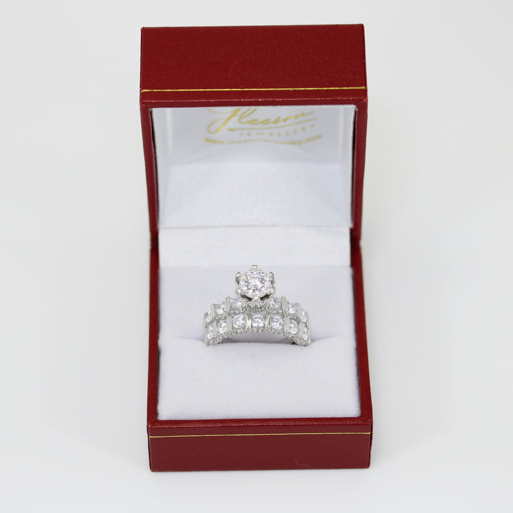 9ct White Gold Cubic Zirconia Ring and Matching Band Set Gleeson Jewellers, Daniel Gleeson Jewellers, Gleesons Jewellers