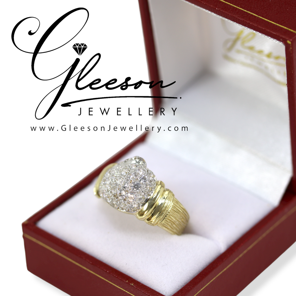 9ct Gold Mens Medium Size Cubic Zirconia Boxing Glove Ring Gleeson Jewellers, Daniel Gleeson Jewellers, Gleesons Jewellers