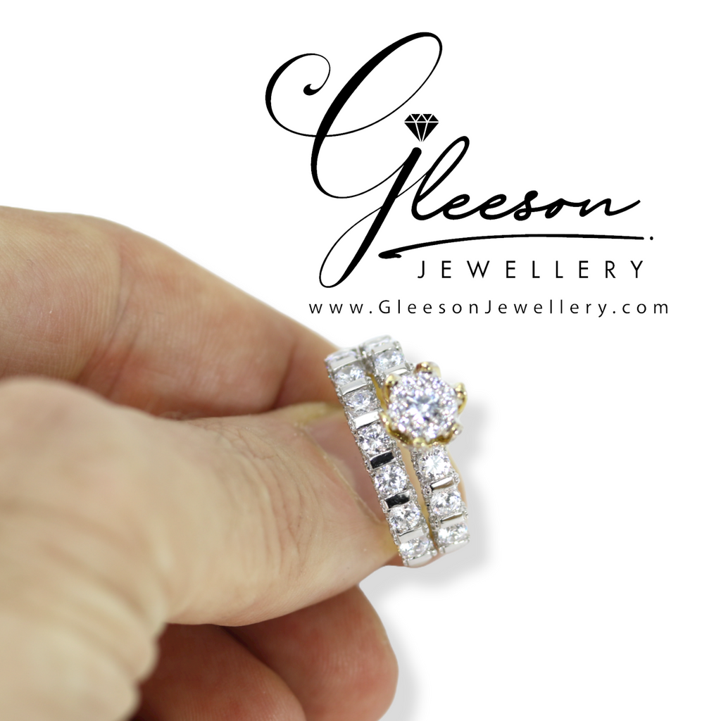 9ct Yellow Gold Cubic Zirconia Ring and Matching Band Set - 'Holly - Ring Set', Gleeson Jewellers, Daniel Gleeson Jewellery, Gleeson Jeweller