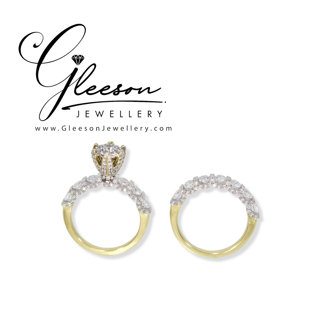 9ct Yellow Gold Cubic Zirconia Ring and Matching Band Set - 'Holly - Ring Set' Gleeson Jewellers, Daniel Gleeson Jewellers, Gleesons Jewellers