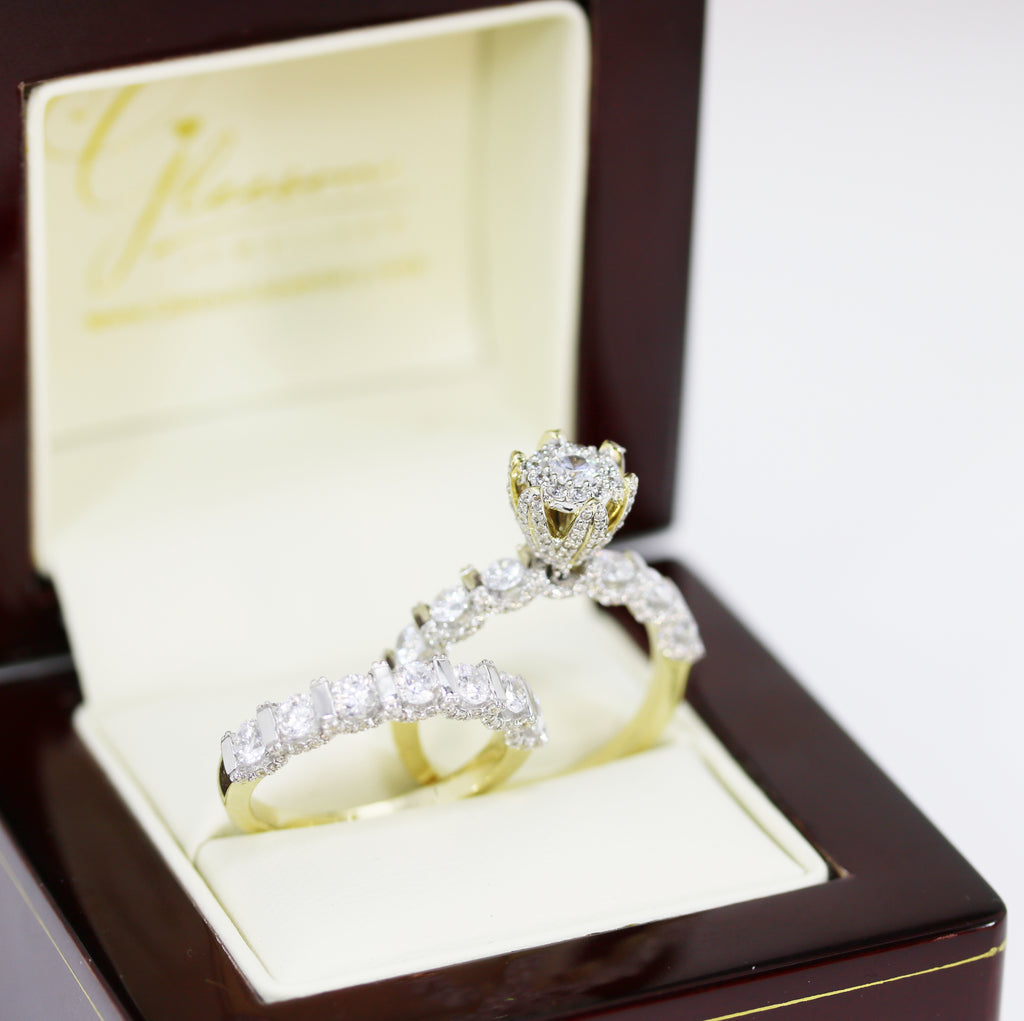 9ct Yellow Gold Cubic Zirconia Ring and Matching Band Set - Holly Ring Set, Gleeson Jewellers, Daniel Gleeson Jewellery, Gleeson jeweller
