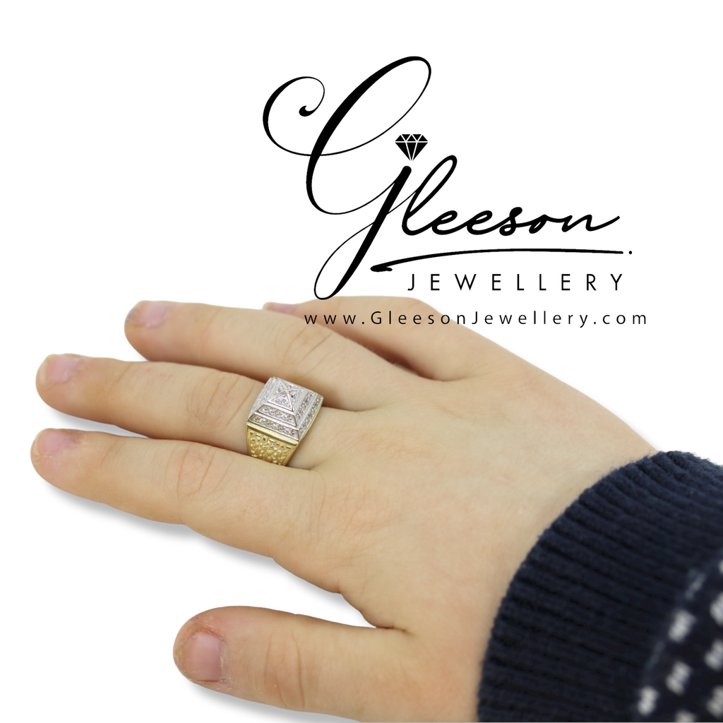 9ct Gold Cubic Zirconia Baby/Kids Small Pyramid Ring - Size's A-L Gleeson Jewellers, Daniel Gleeson Jewellery, Daniel Gleesons Jewellers Cork