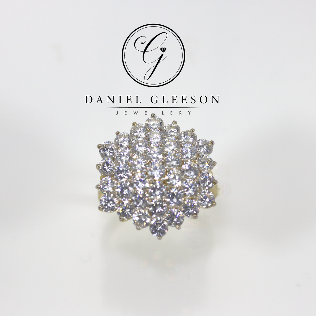 9ct Gold Ladies Cubic Zirconia Large Cluster Dress Ring Gleeson Jewellers, Daniel Gleeson Jewellery, Daniel Gleesons Jewellers Cork