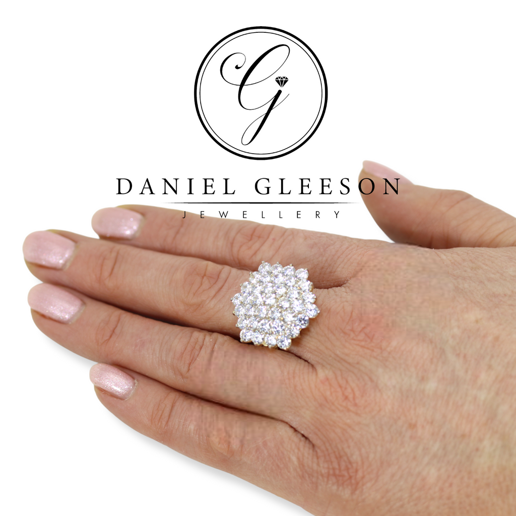 9ct Gold Ladies Cubic Zirconia Large Cluster Dress Ring Gleeson Jewellers, Daniel Gleeson Jewellery, Daniel Gleesons Jewellers Cork