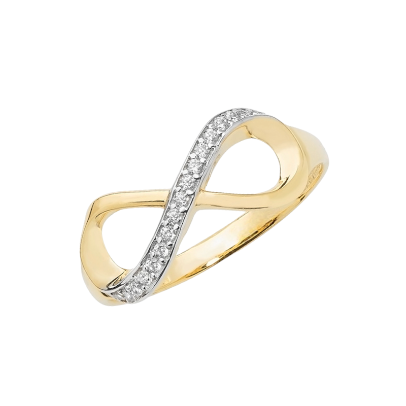 9ct Gold Cubic Zirconia Infinity Knot Ring Gleeson Jewellery, Daniel Gleeson Jewellers