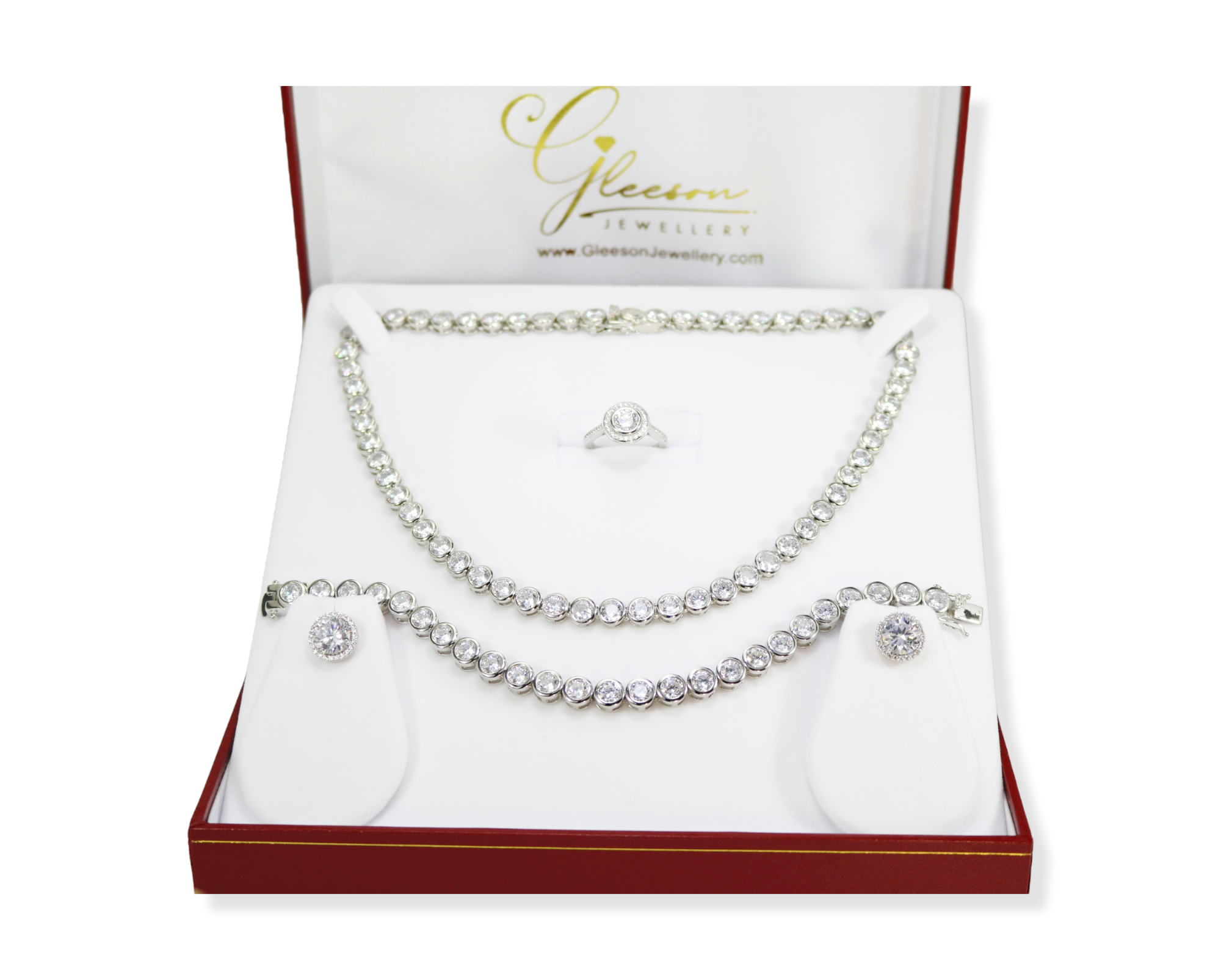 Amazon.com: Tennis Necklace Bracelet Jewelry Set 18K White Gold Plated 4mm  Round Cubic Zirconia Bracelet and Necklace Sets for Women Men: Clothing,  Shoes & Jewelry