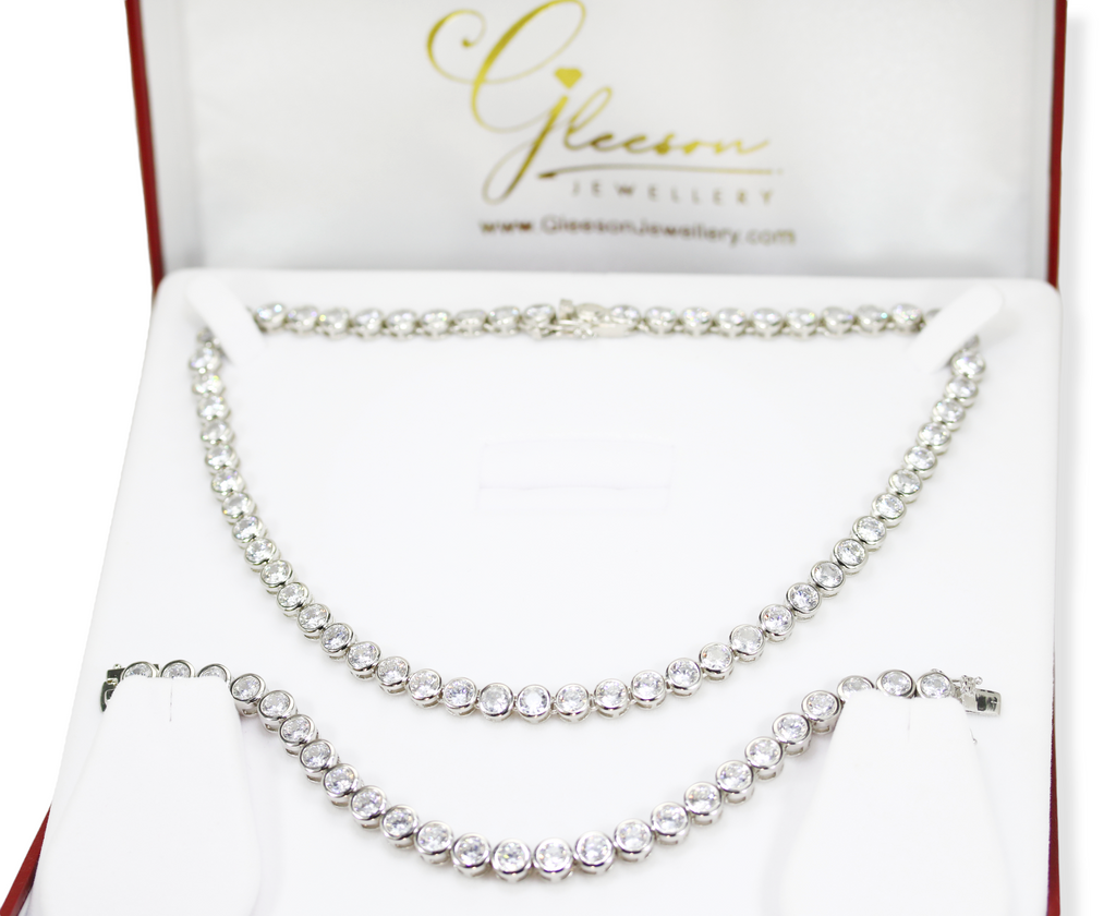 Sterling Silver Cubic Zirconia Tennis Chain and Bracelet Set - Large CZ's,  Daniel Gleeson Jewellers, Gleeson Jewellers, Gleesons Jewellers