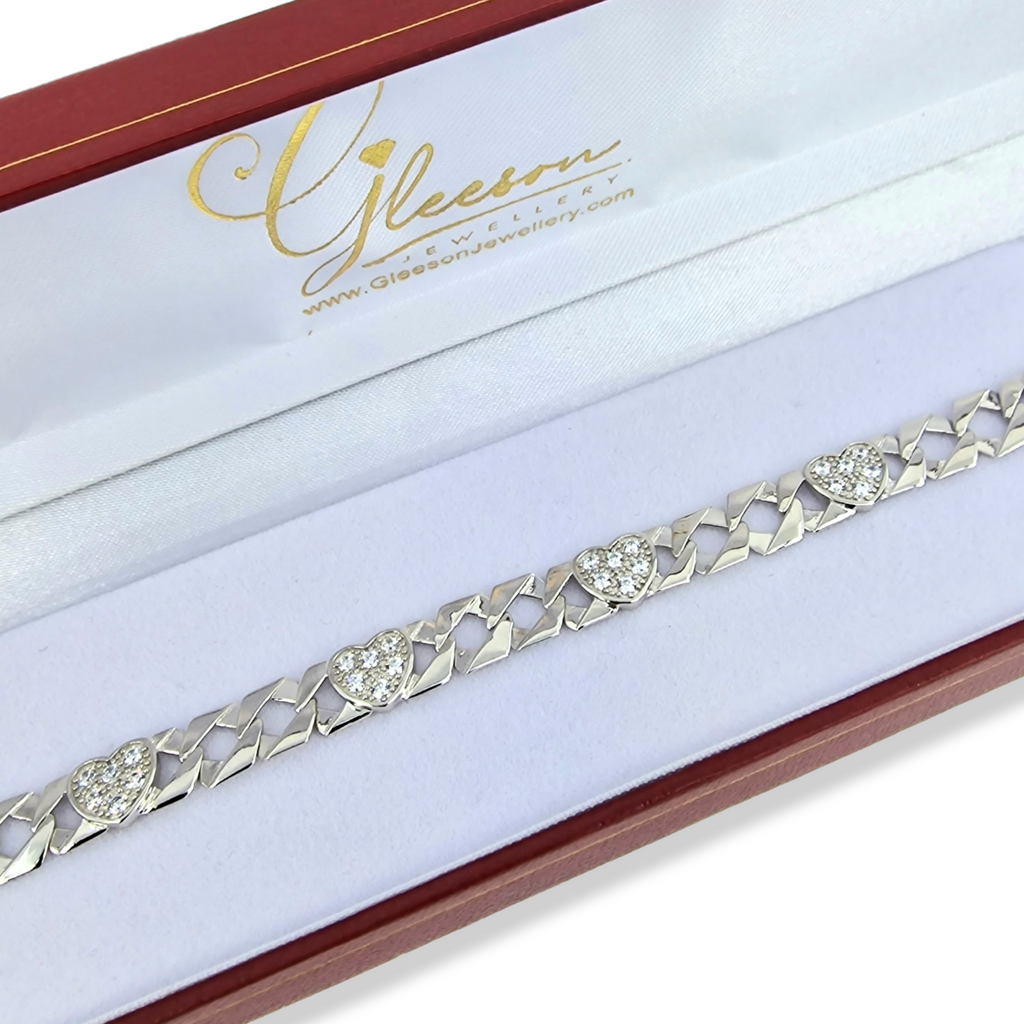 Sterling Silver Ladies Heart Bracelet, Daniel Gleeson Jewellers, Gleeson Jewellery, Gleesons Jewellers, Gleeson Jewellery