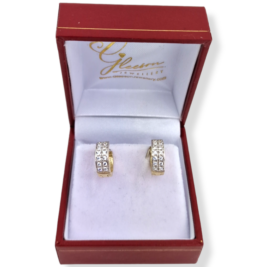 9ct Gold Hinged Huggies Cubic Zirconia Earrings Daniel Gleeson Jewellers, Gleeson Jewellers, Gleesons Jewellers