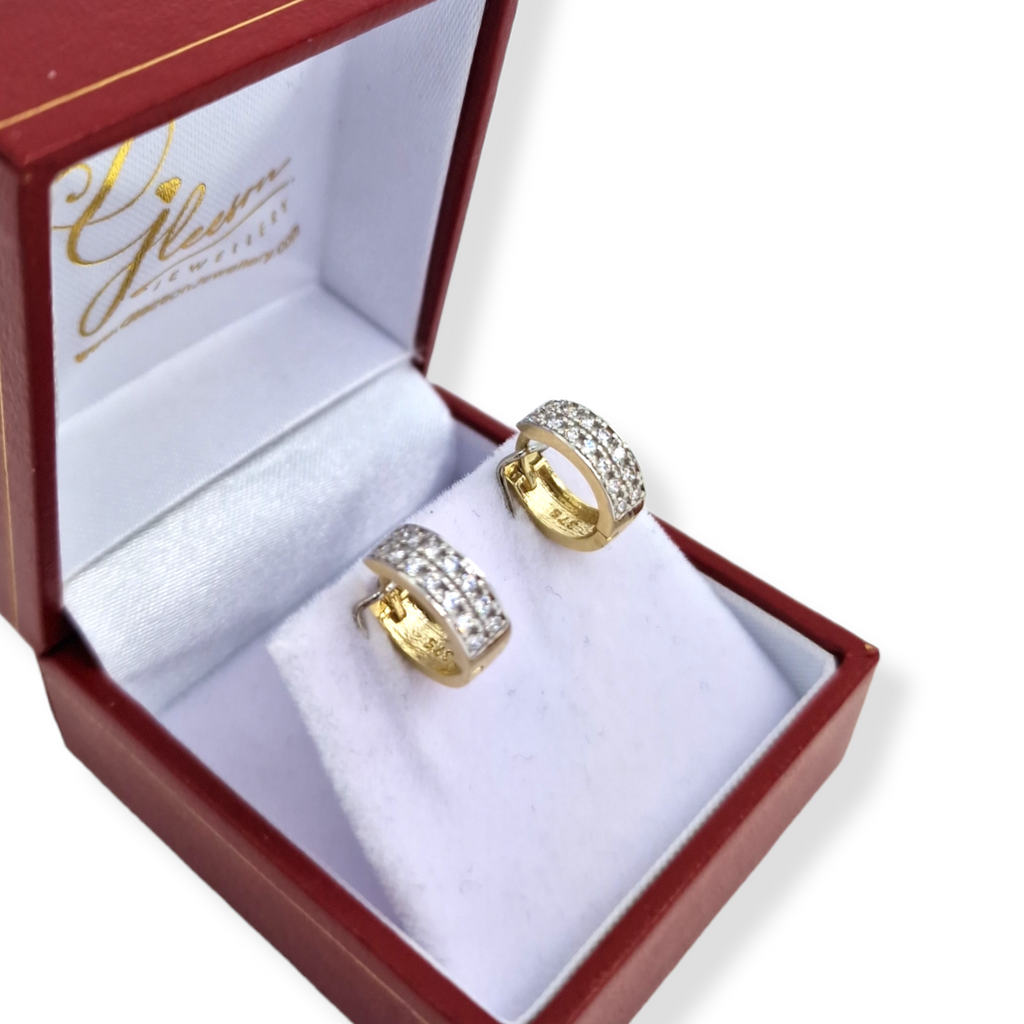 9ct Gold Hinged Huggies Cubic Zirconia Earrings Daniel Gleeson Jewellers, Gleeson Jewellers, Gleesons Jewellers