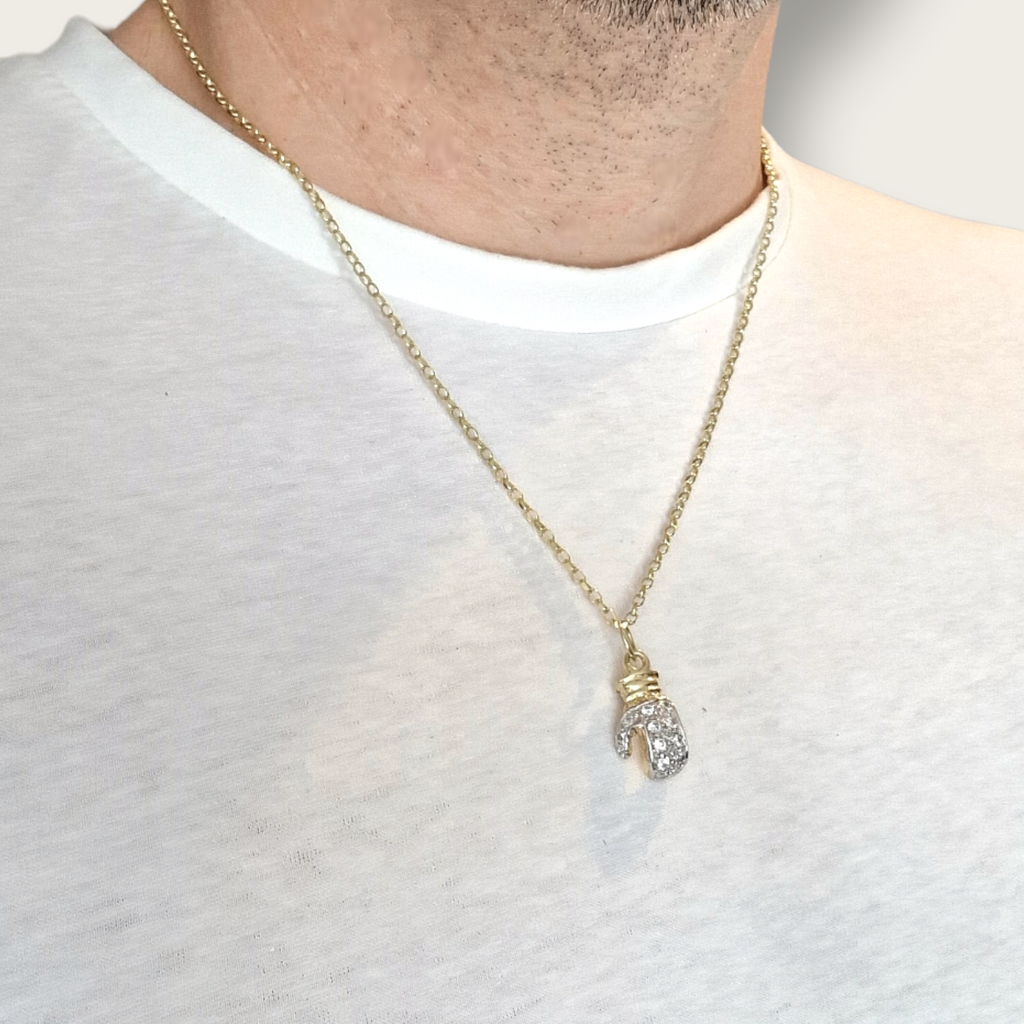 9ct Gold Solid Boxing Glove Pendant and 20" Chain (Medium Diamond Cut Belcher Chain) Gleeson Jewellers, Daniel Gleeson Jewellers, Gleesons Jewellers