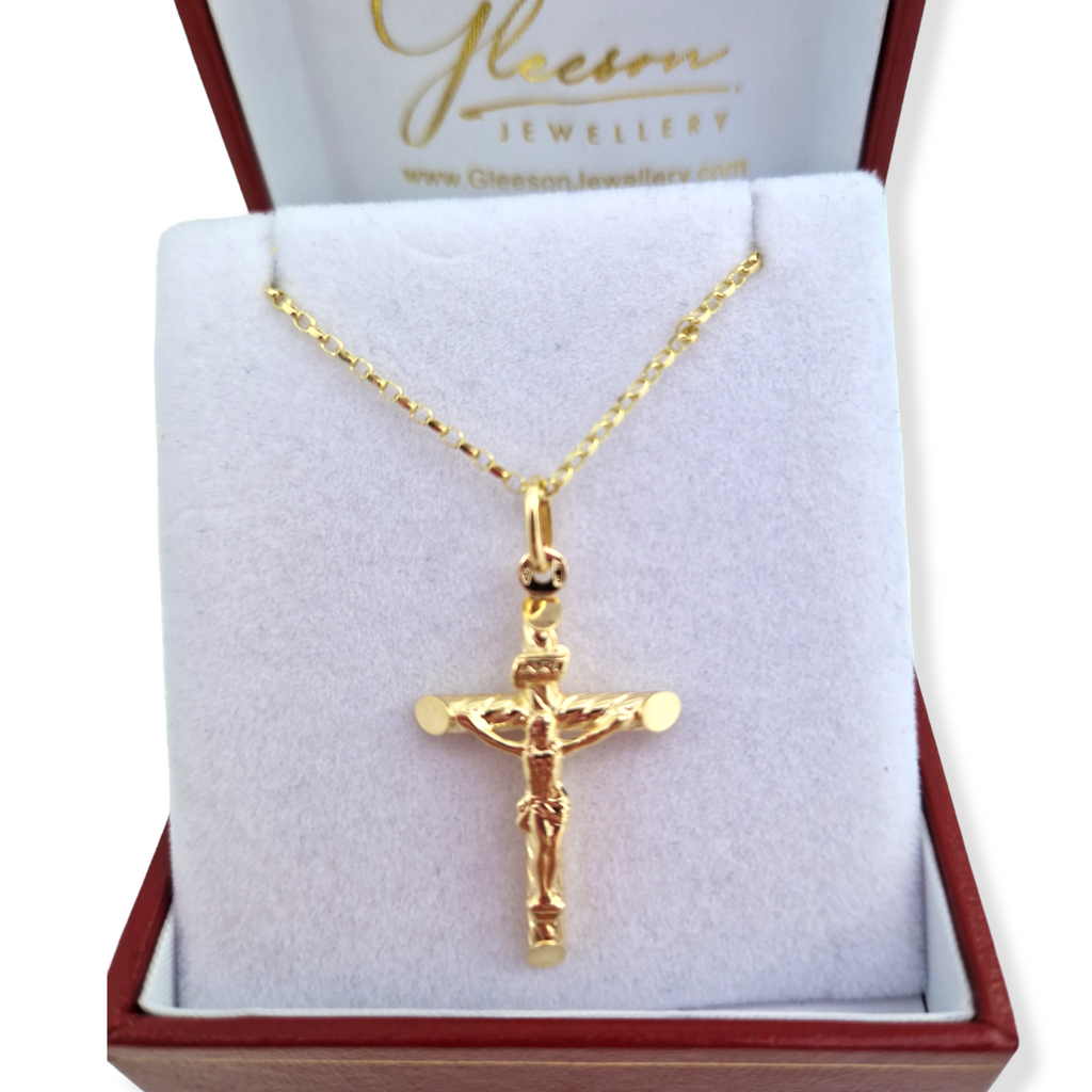 9ct. Gold Rolled Tubular Crucifix and Chain Gleeson Jewellers, Daniel Gleeson Jewellers, Gleesons Jewellers