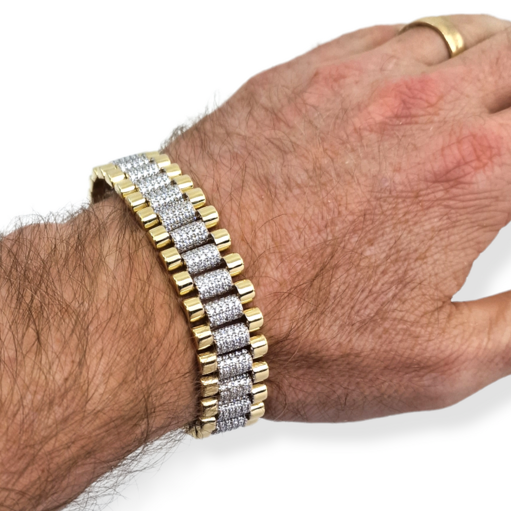 14K Solid Gold 9.5mm Men's Handmade Heavy Curb Link Bracelet