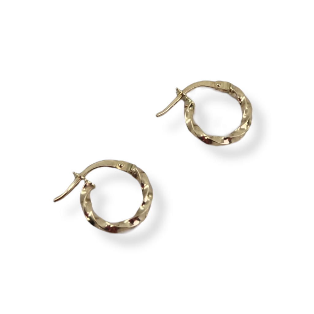9ct Gold Twist Delicate Hoop Earrings 8mm Gleeson Jewellers, Daniel Gleeson Jewellers, Gleesons Jewellers