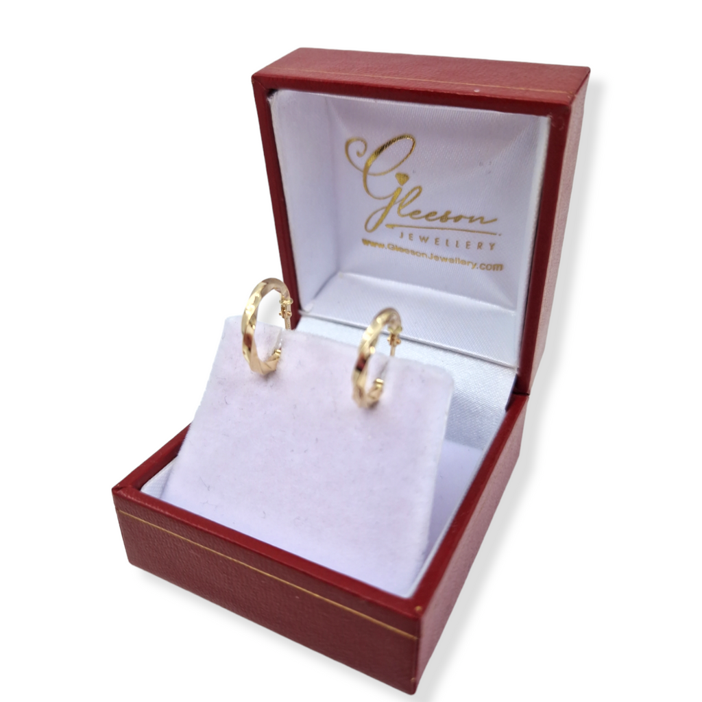 9ct Gold Twist Delicate Hoop Earrings 10mm Gleeson Jewellers, Daniel Gleeson Jewellers, Gleesons Jewellers