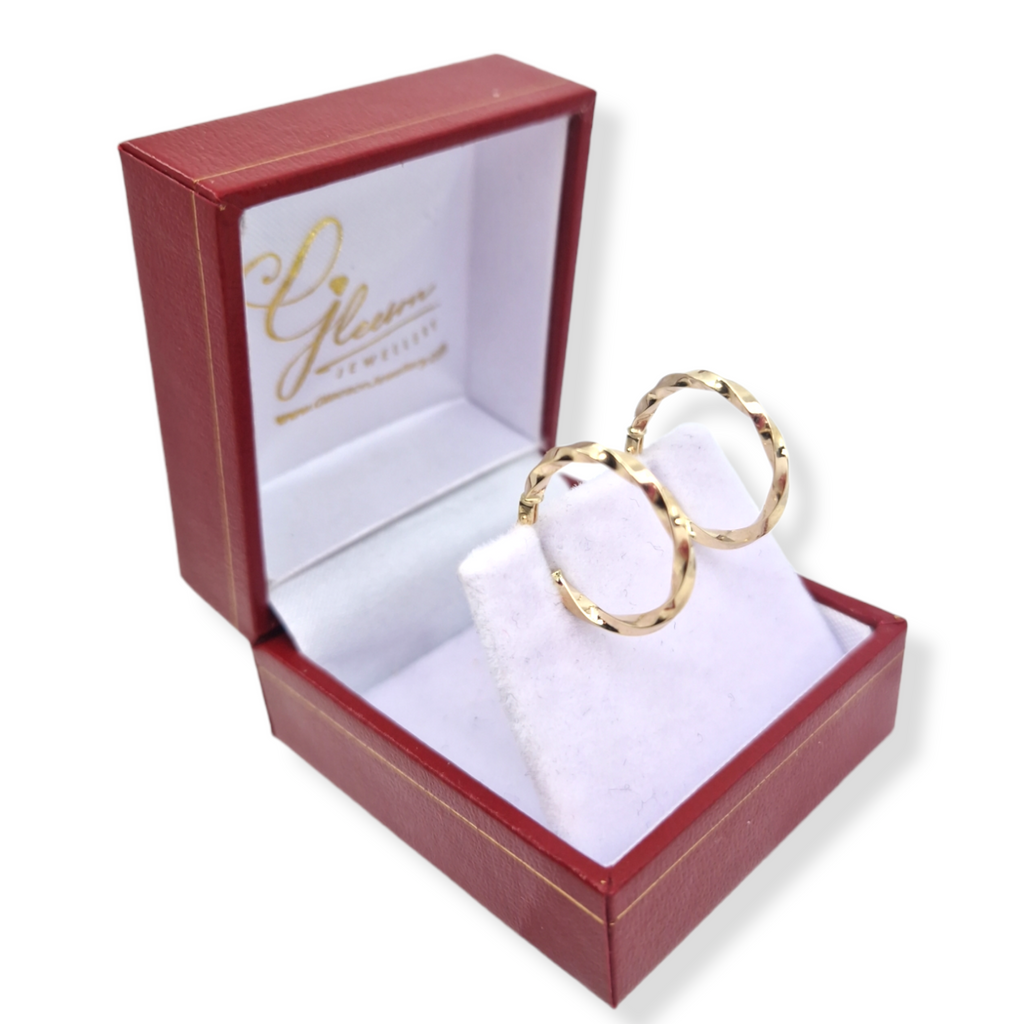 9ct Gold Twist Delicate Hoop Earrings 15mm Gleeson Jewellers, Daniel Gleeson Jewellers, Gleesons Jewellers